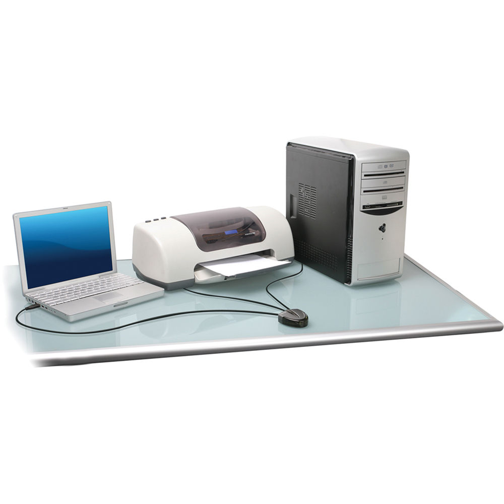 IOGEAR GUB231 2-port USB 2.0 automatic printer switch desktop unit — view 3