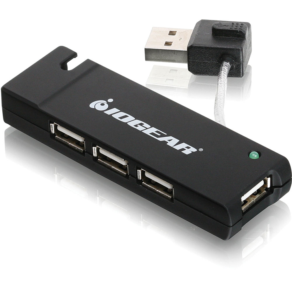 IOGEAR 4-port Hi-Speed USB 2.0 external hub in white for adding four USB ports — view 2
