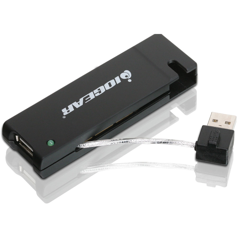 IOGEAR 4-port Hi-Speed USB 2.0 external hub in white for adding four USB ports — view 3