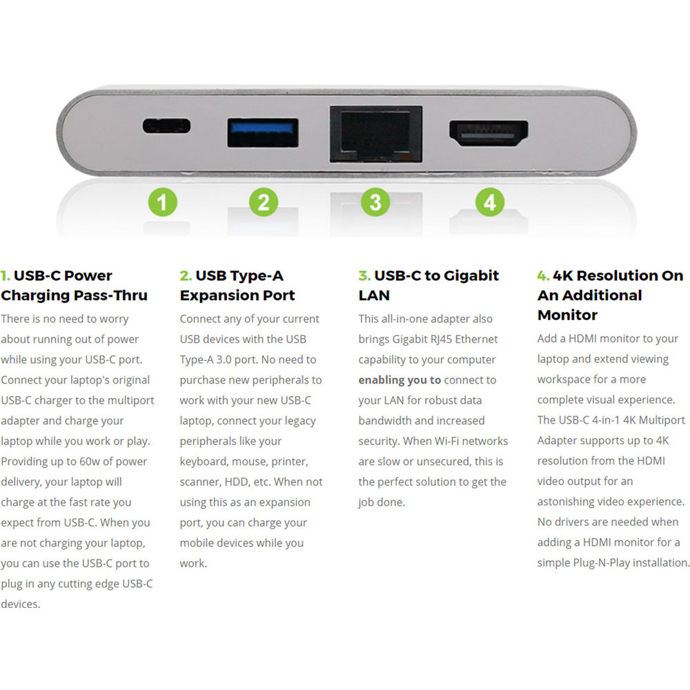USBC 4K HDMI GbE USB A Hub wPD — view 6