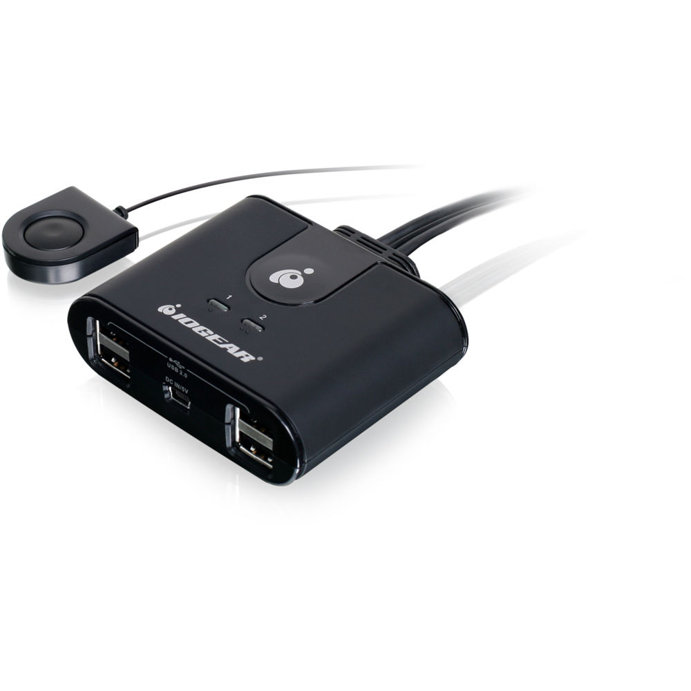 IOGEAR GUS402 2x4 USB 2.0 peripheral sharing switch for two computers and four USB devices — view 2
