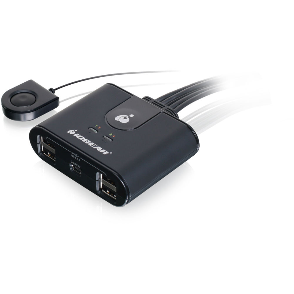 IOGEAR GUS404 4x4 USB peripheral sharing switch for four computers and four USB devices — view 2