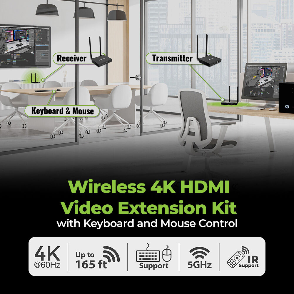 IOGEAR wireless 4K HDMI video extension kit with keyboard and mouse control — view 3