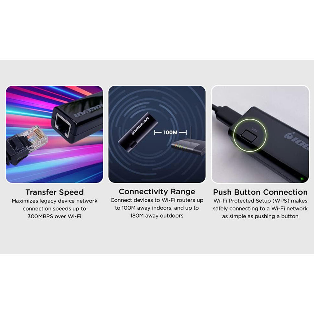 IOGEAR GWU637 Ethernet-2-WiFi universal wireless adapter for connecting Ethernet devices to Wi-Fi — view 6