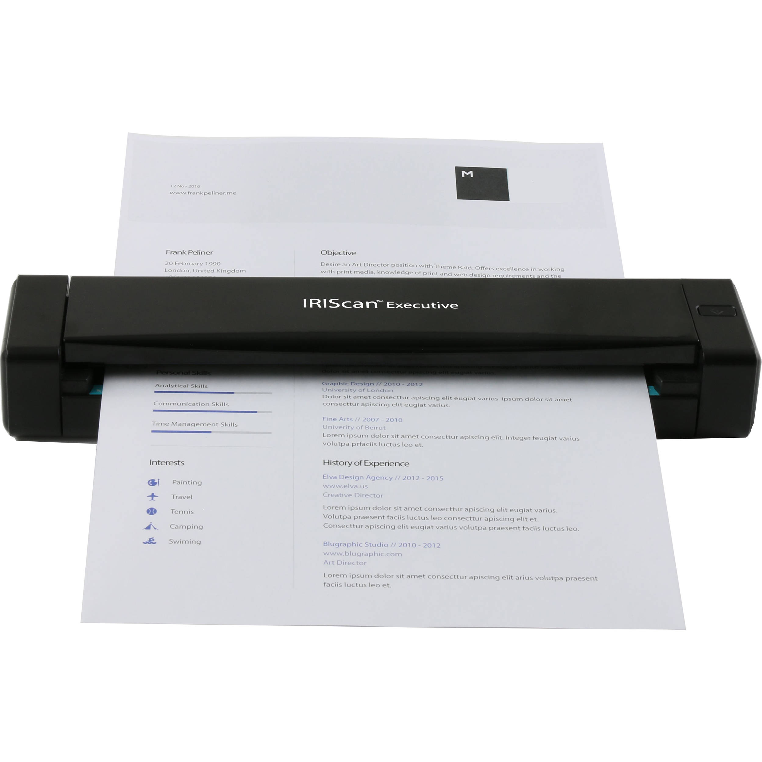 IRIS IRISCAN Executive 4 portable USB duplex scanner for JPG PDF OCR and business cards — view 4