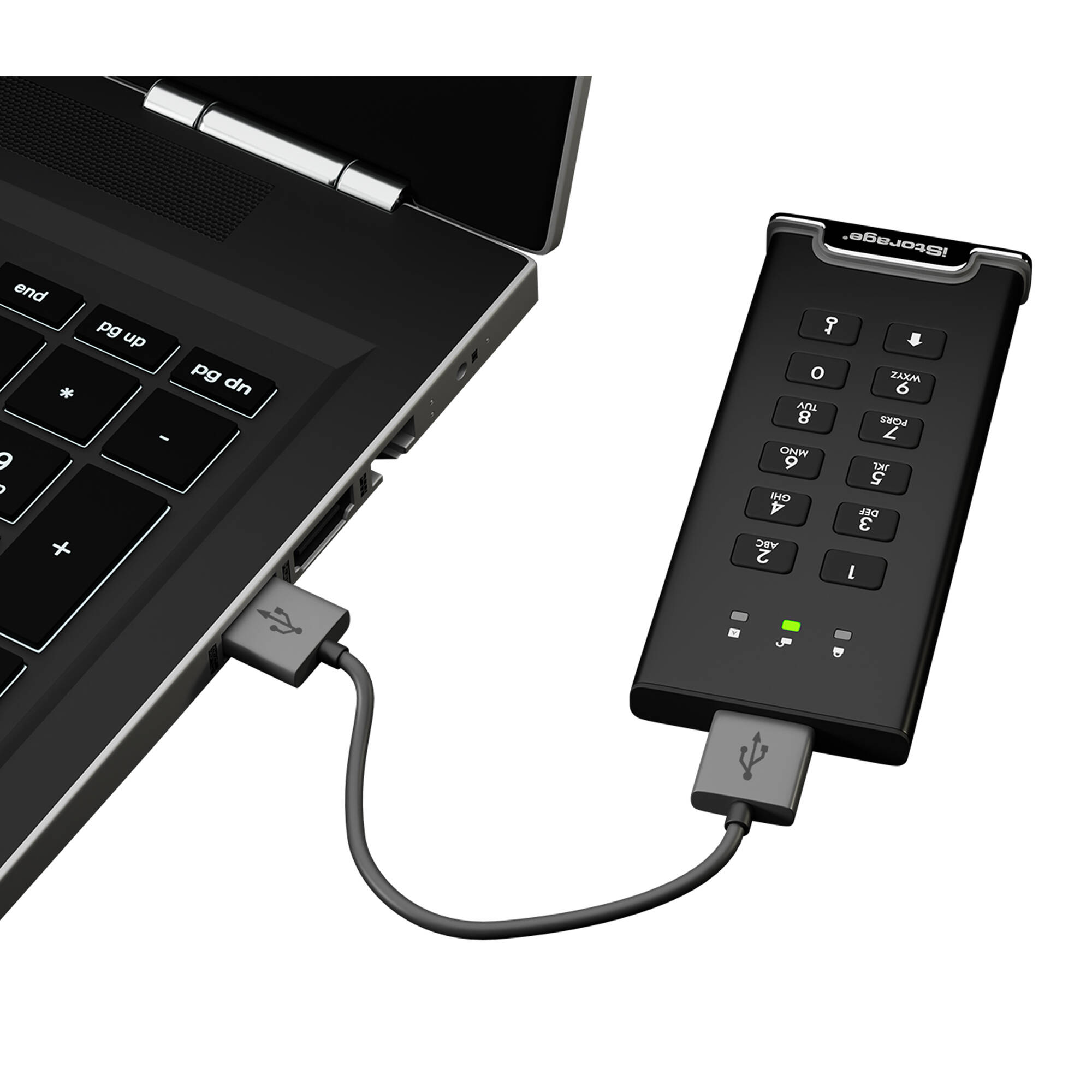 iStorage DiskAshur M2 2 TB secure PIN-protected external SSD — view 7