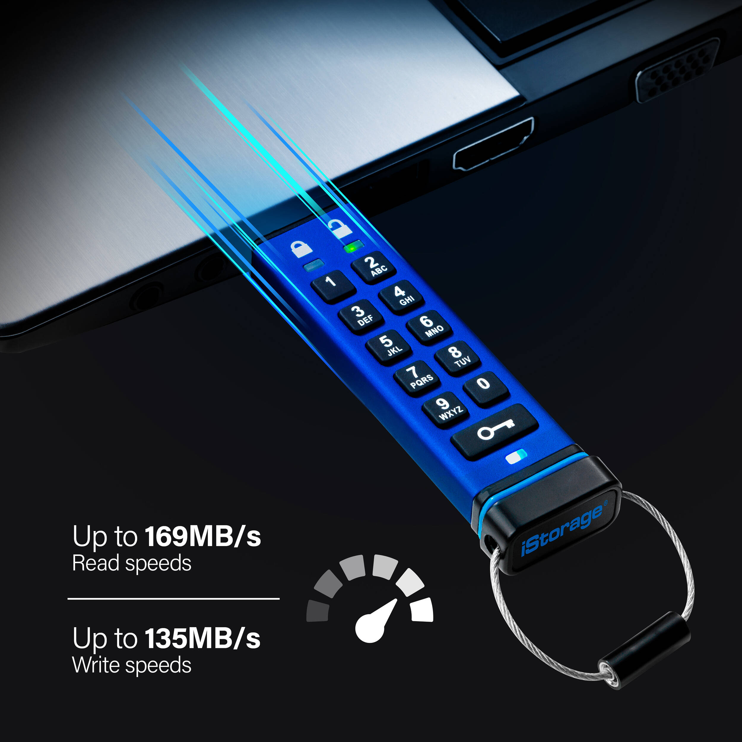 iStorage datAshur PRO 8GB secure PIN-protected USB flash drive with FIPS 140-2 Level 3 security — view 8