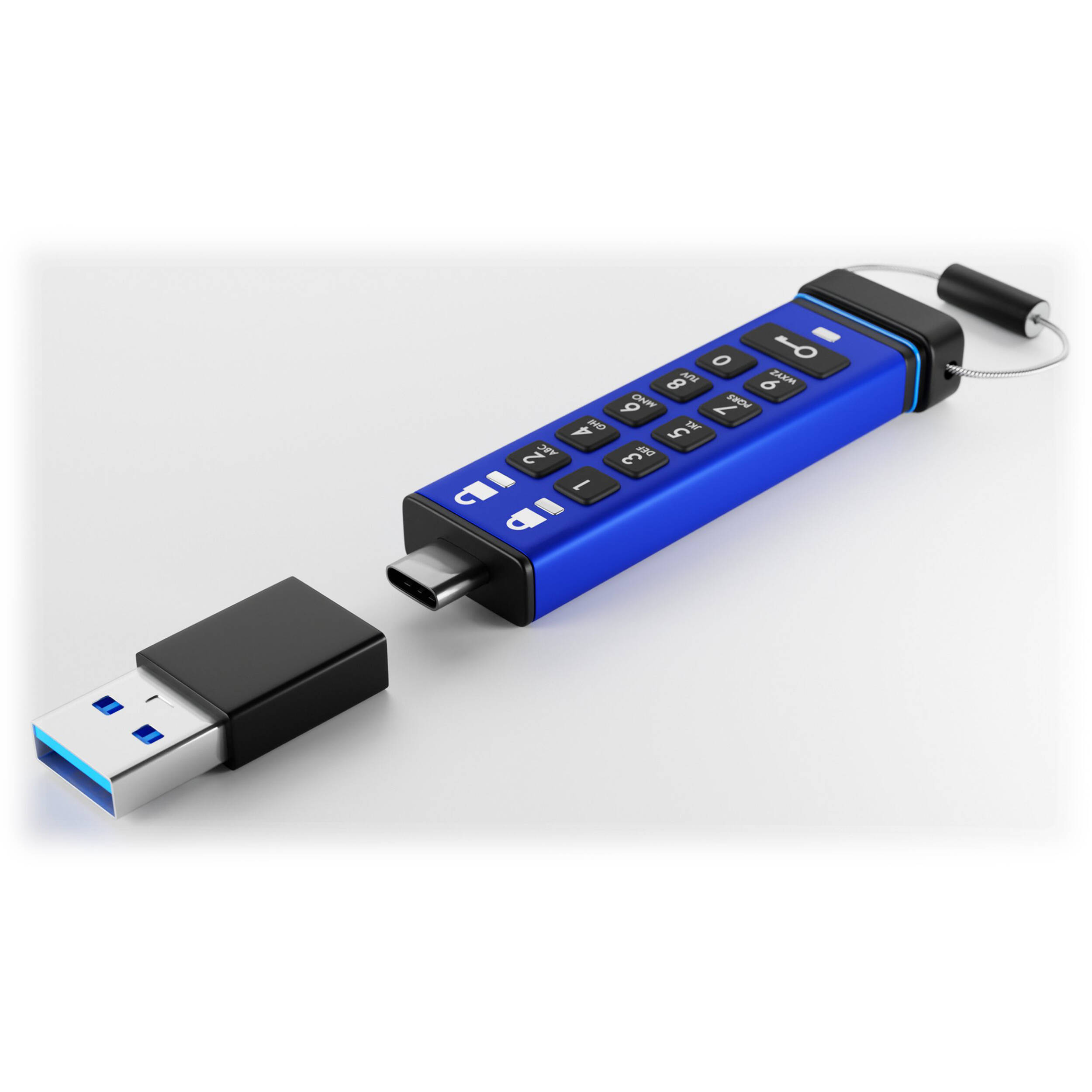 ISTORAGE DATASHUR PRO+C FIPS 140-3 LEVEL 3-SECURE PIN PROTECTED USBC FLASH DRIVE — view 3