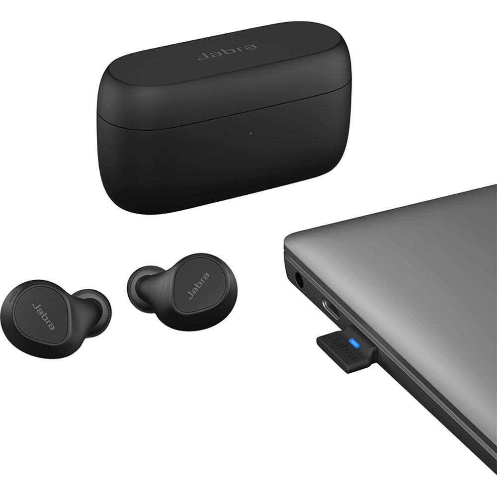 Jabra Evolve2 Buds USB-A MS wireless earbuds with USB-A adapter and boom microphone — view 11