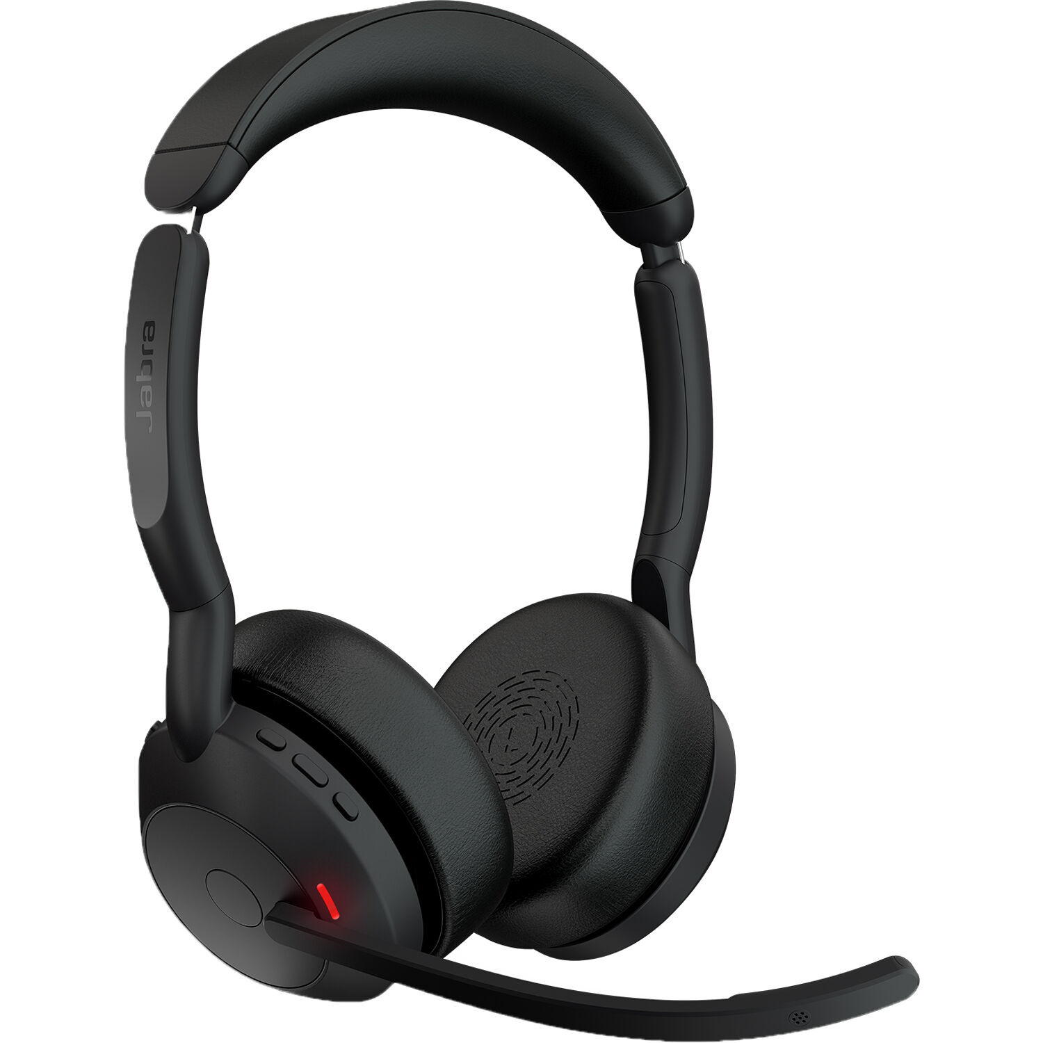 Jabra Evolve2 55 wireless UC stereo headset with Link380c USB-C adapter and stand — view 5