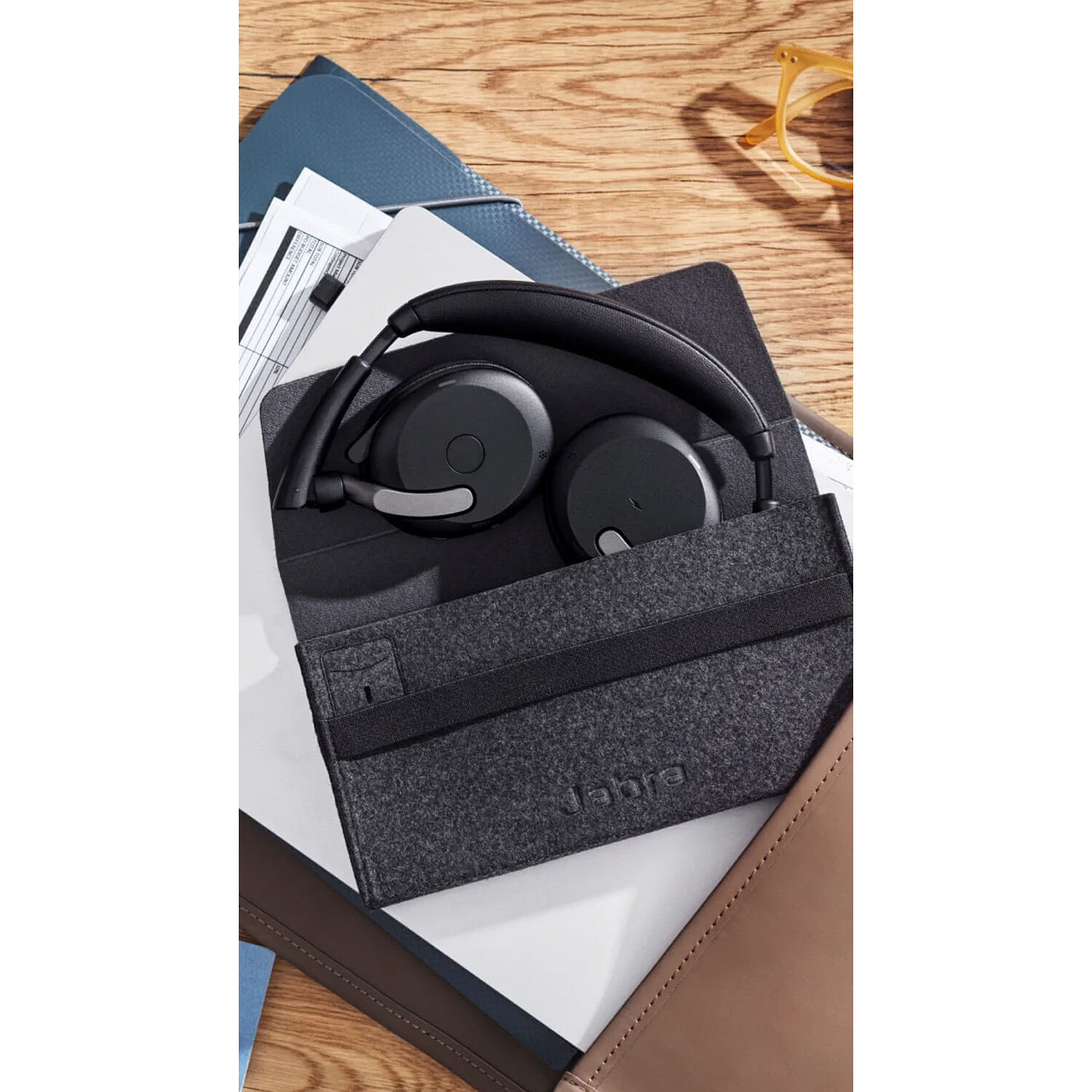Jabra Evolve2 65 Flex Link380c wireless UC stereo headset with foldable design and USB-C adapter — view 3