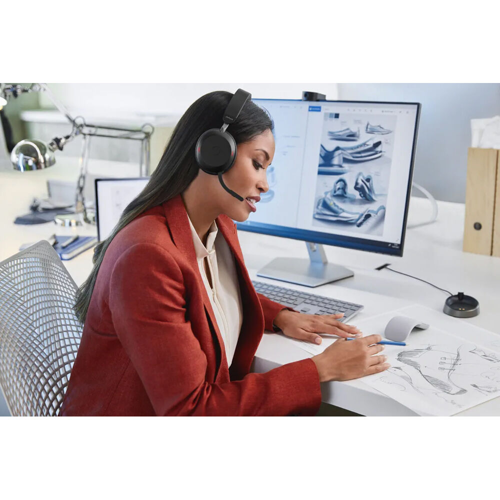 Jabra Evolve2 75 USB-A UC Stereo Black wireless stereo headset with boom microphone — view 4