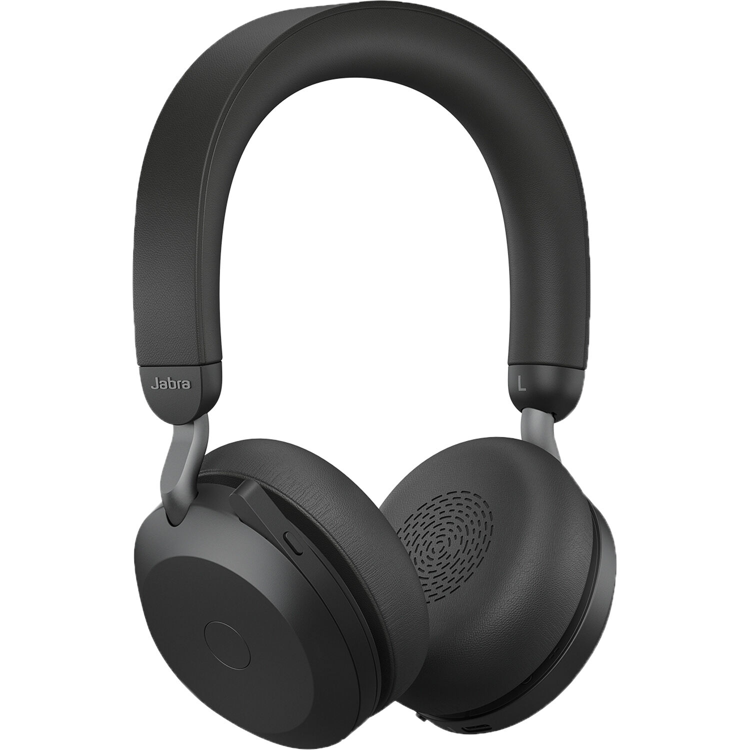 Jabra Evolve2 75 USB-A MS Stereo headset in black with desk stand — view 2