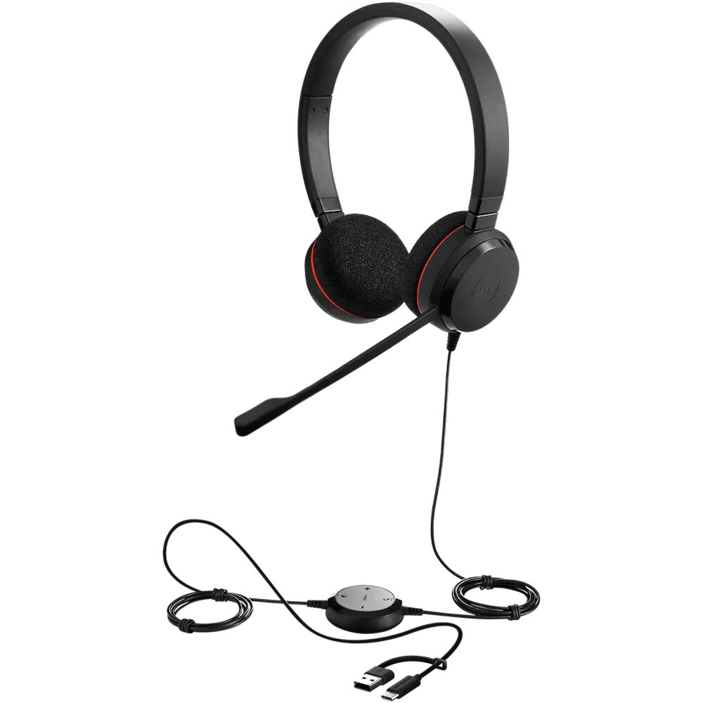 Jabra Evolve 20 Stereo MS wired USB headset with dual-ear design and boom microphone — view 2