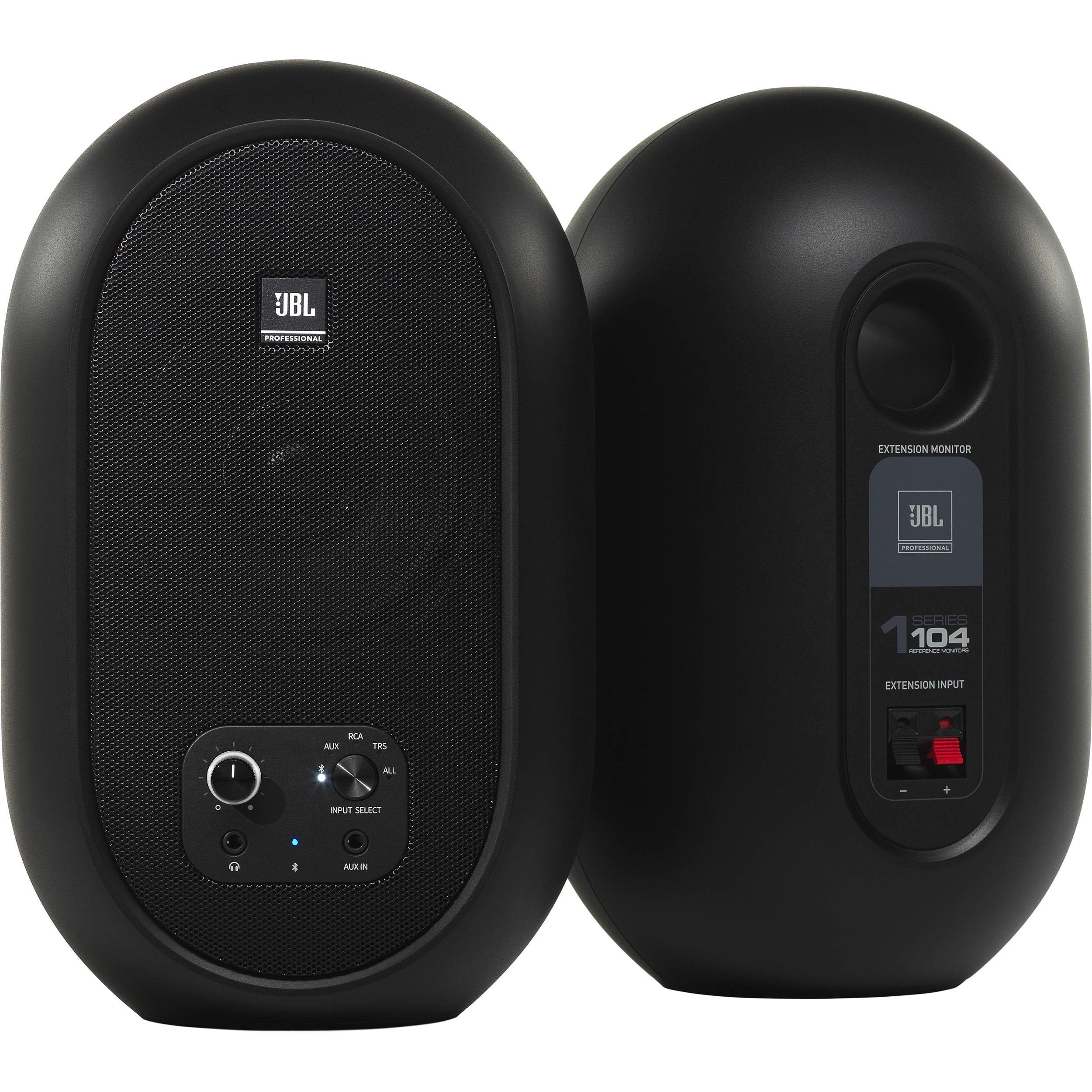 JBL 104 studio monitors with Bluetooth for desktop nearfield monitoring and compact studio setups — view 3