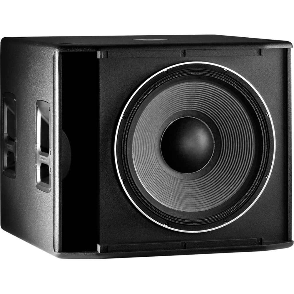 JBL SRX818S passive 18-inch subwoofer system in transparent black for touring and installed audio — view 2