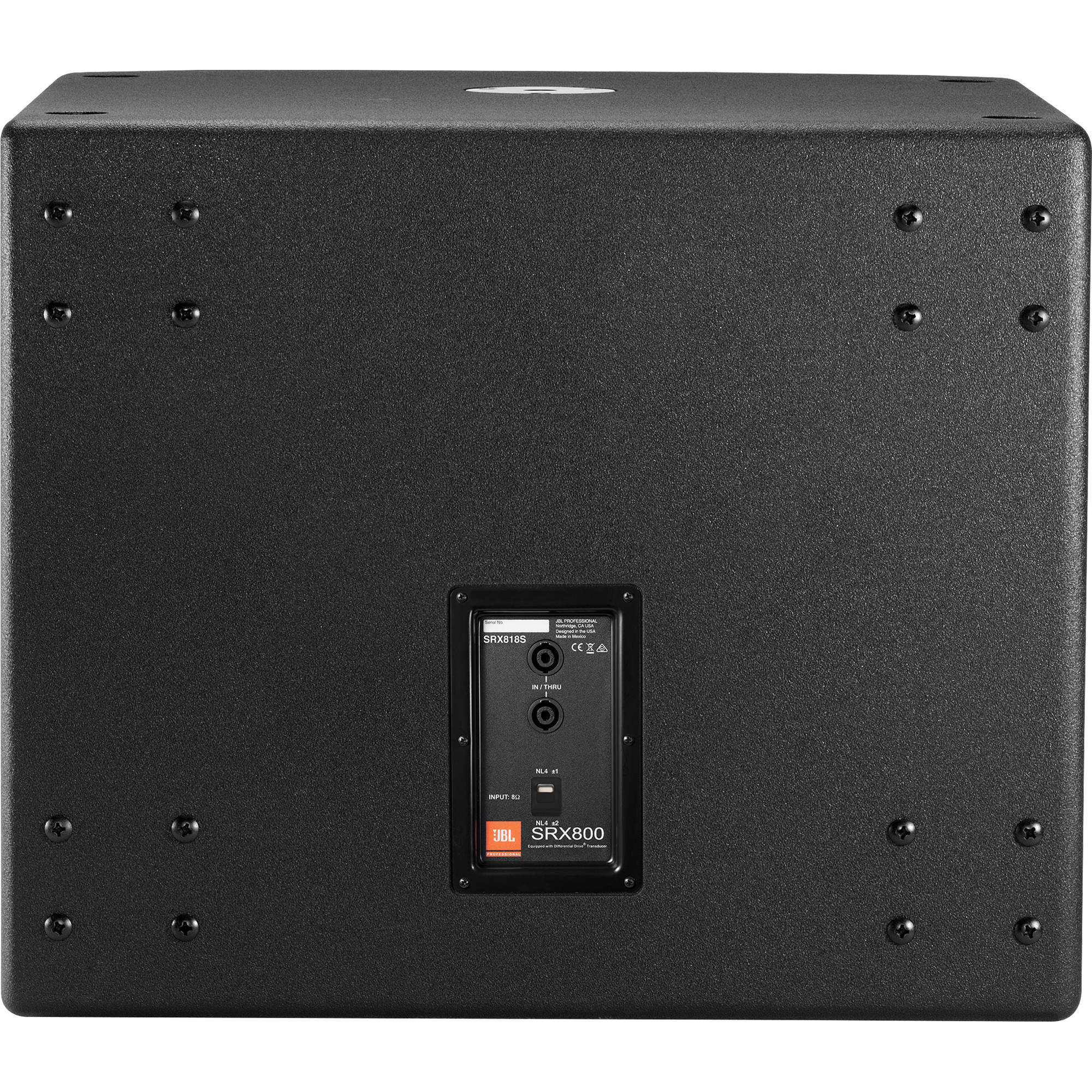 JBL SRX818S passive 18-inch subwoofer system in transparent black for touring and installed audio — view 4