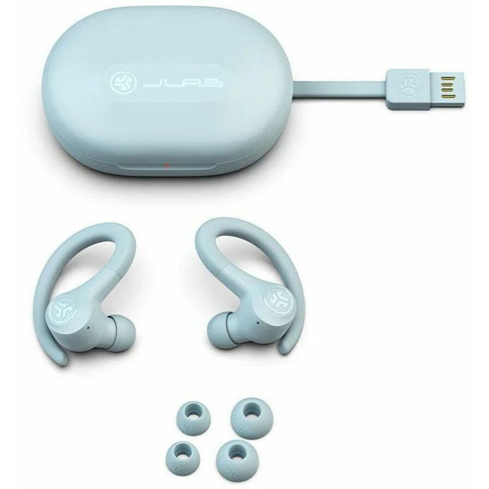 JLab GO Air Sport true wireless earbuds in blue, in-ear sport design — view 11