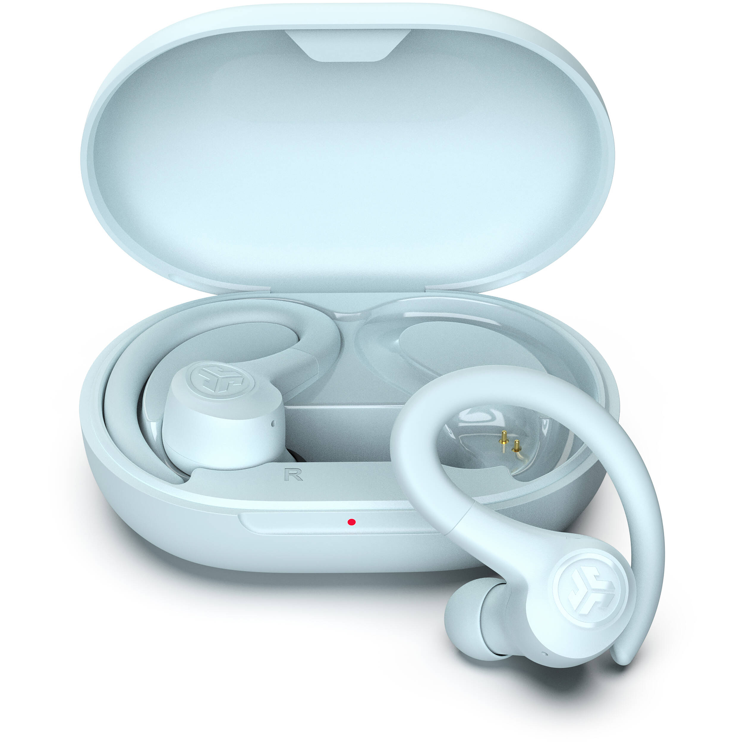 JLab GO Air Sport true wireless earbuds in blue, in-ear sport design — view 2