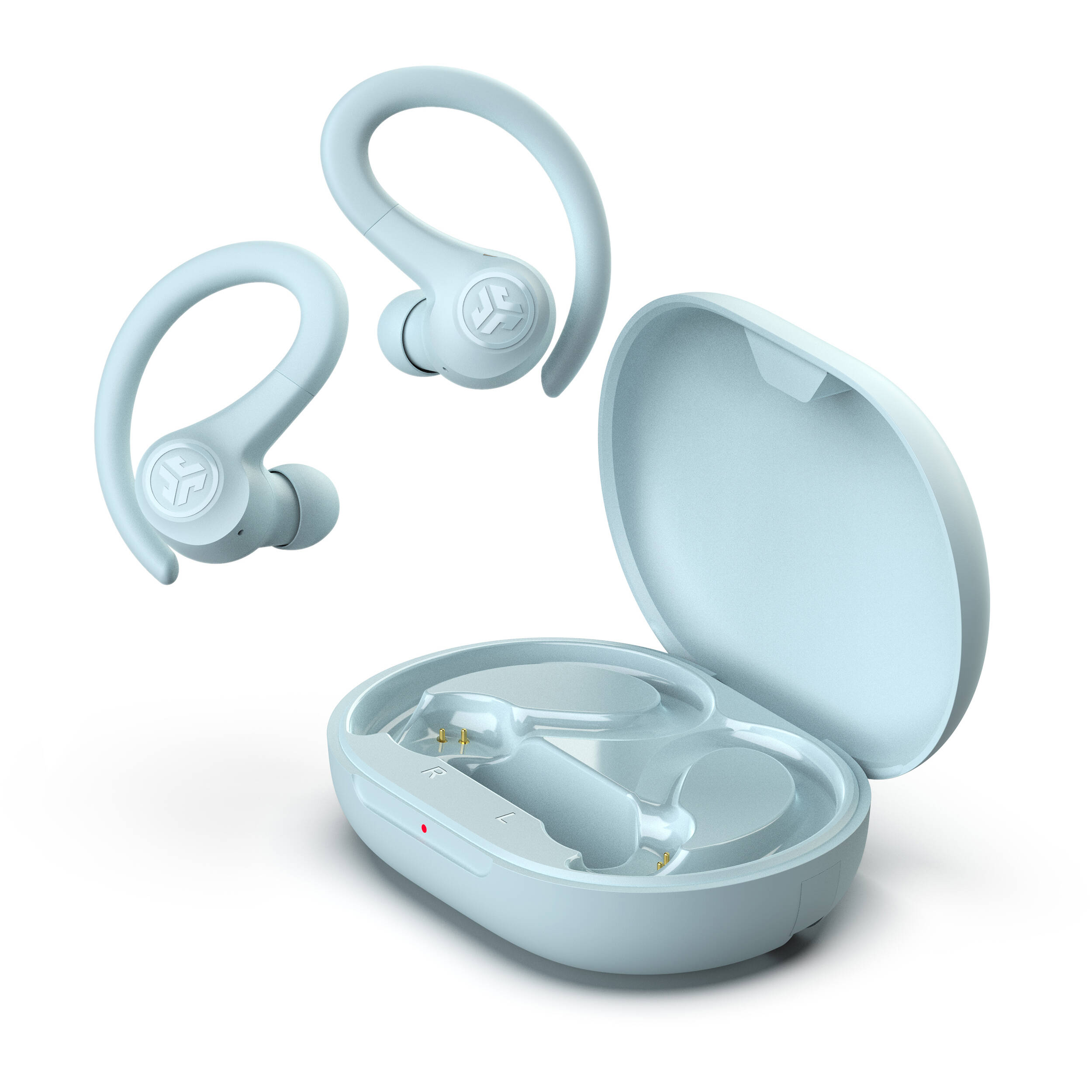 JLab GO Air Sport true wireless earbuds in blue, in-ear sport design — view 3