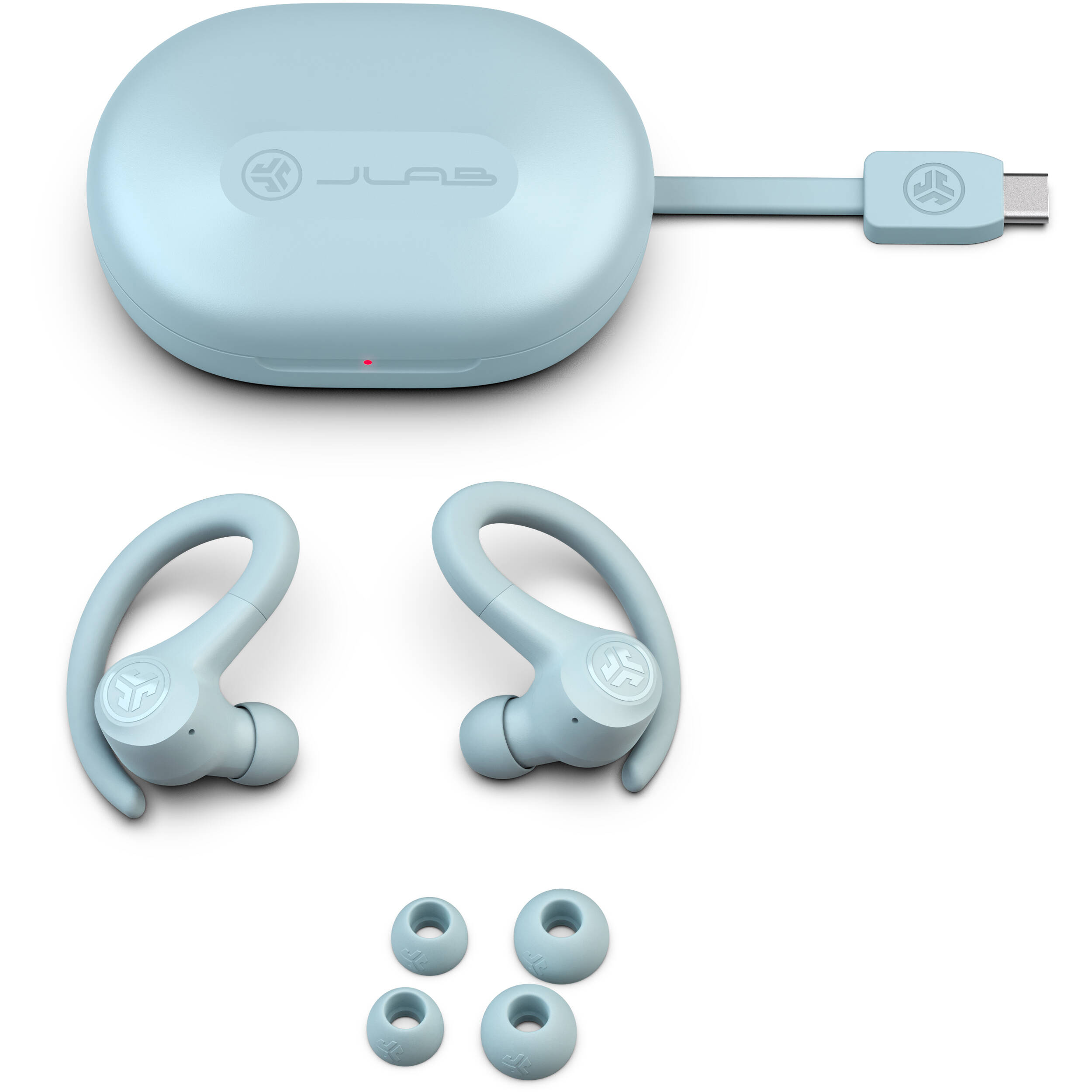 JLab GO Air Sport true wireless earbuds in blue, in-ear sport design — view 6