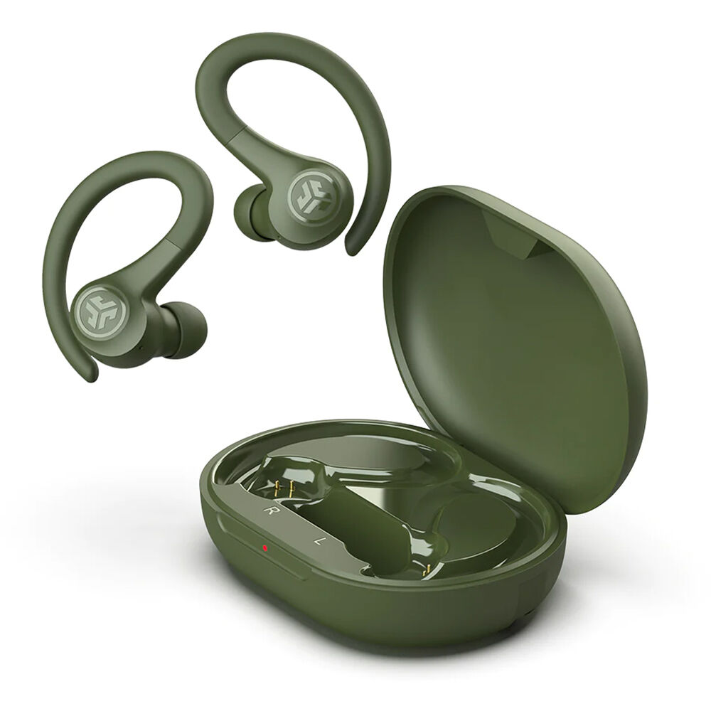 JLab Go Air Sport true wireless earbuds in green for active listening — view 3
