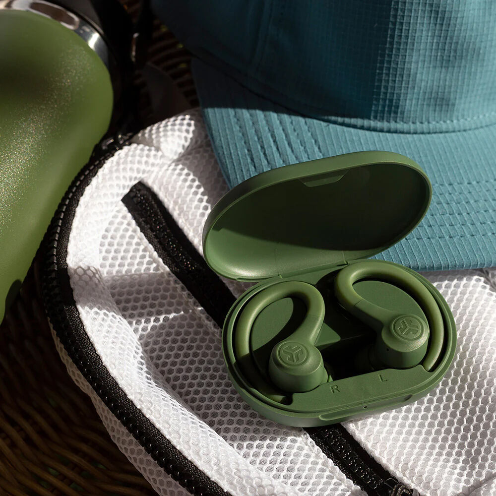 JLab Go Air Sport true wireless earbuds in green for active listening — view 6