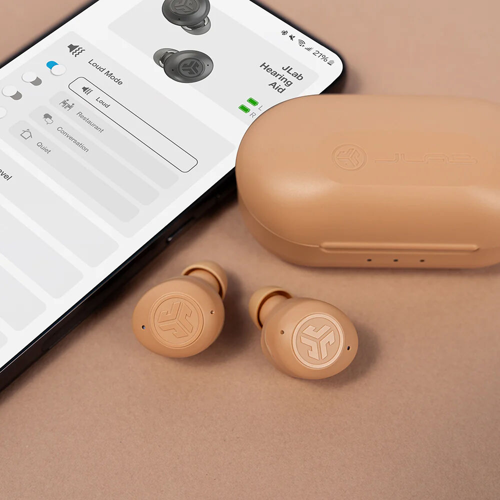 Beige JLab Audio HEAR OTC hearing aid and earbud for discreet personal listening — view 5