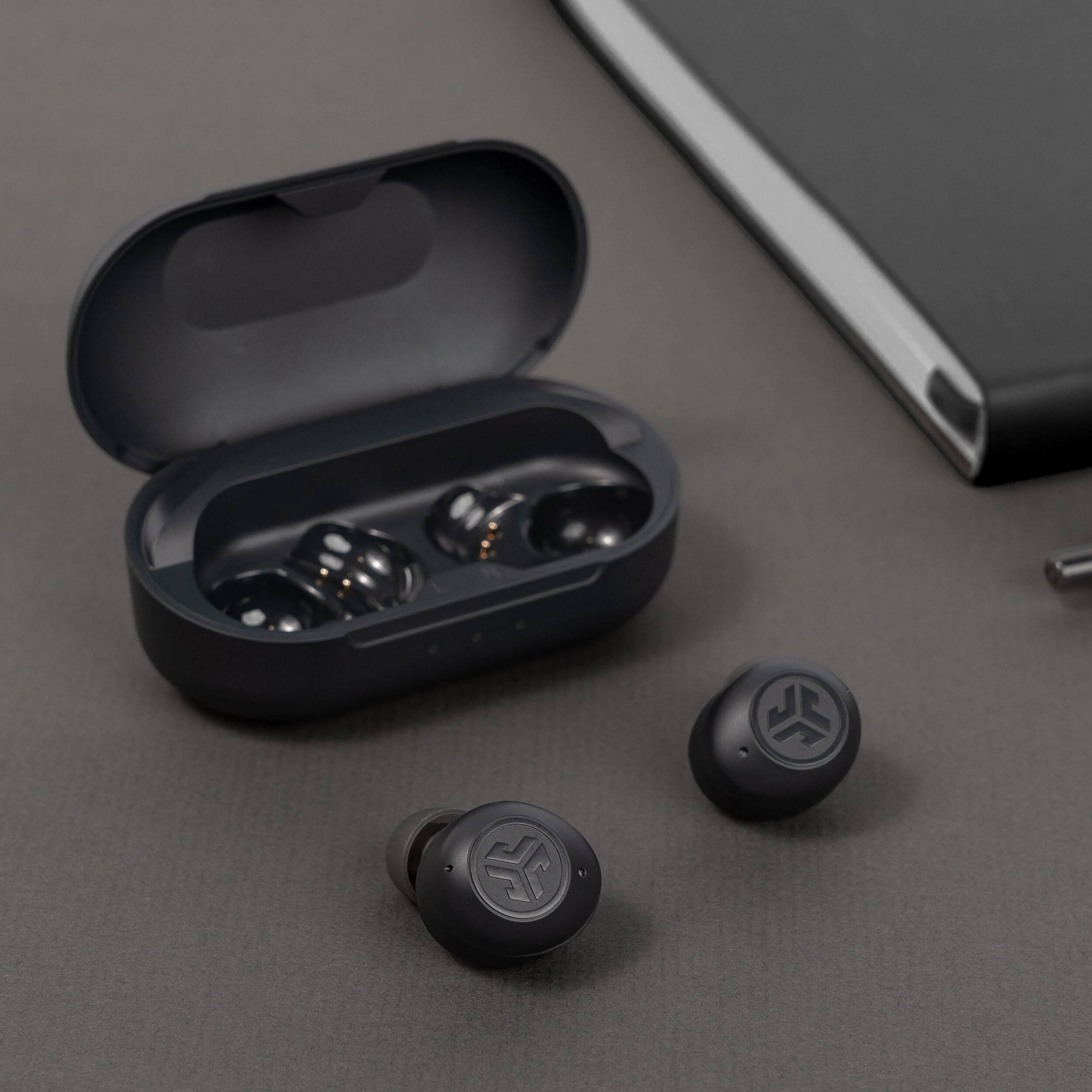 JLab Audio HEAR OTC Hearing Aid + Earbud in black, discreet in-ear personal listening device — view 3