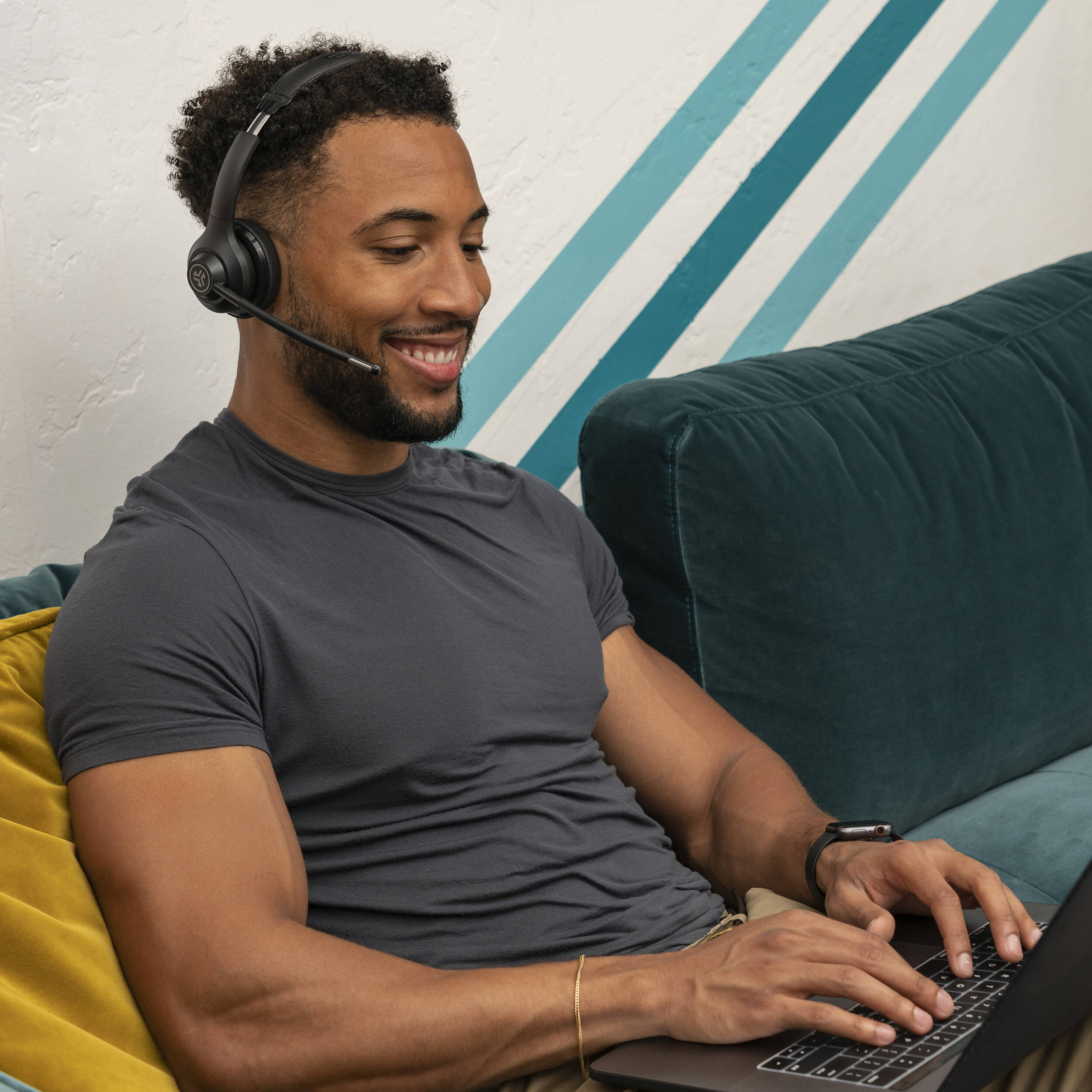 JLAB GO Work Multipoint Wireless Headset with on-ear design and boom microphone — view 6