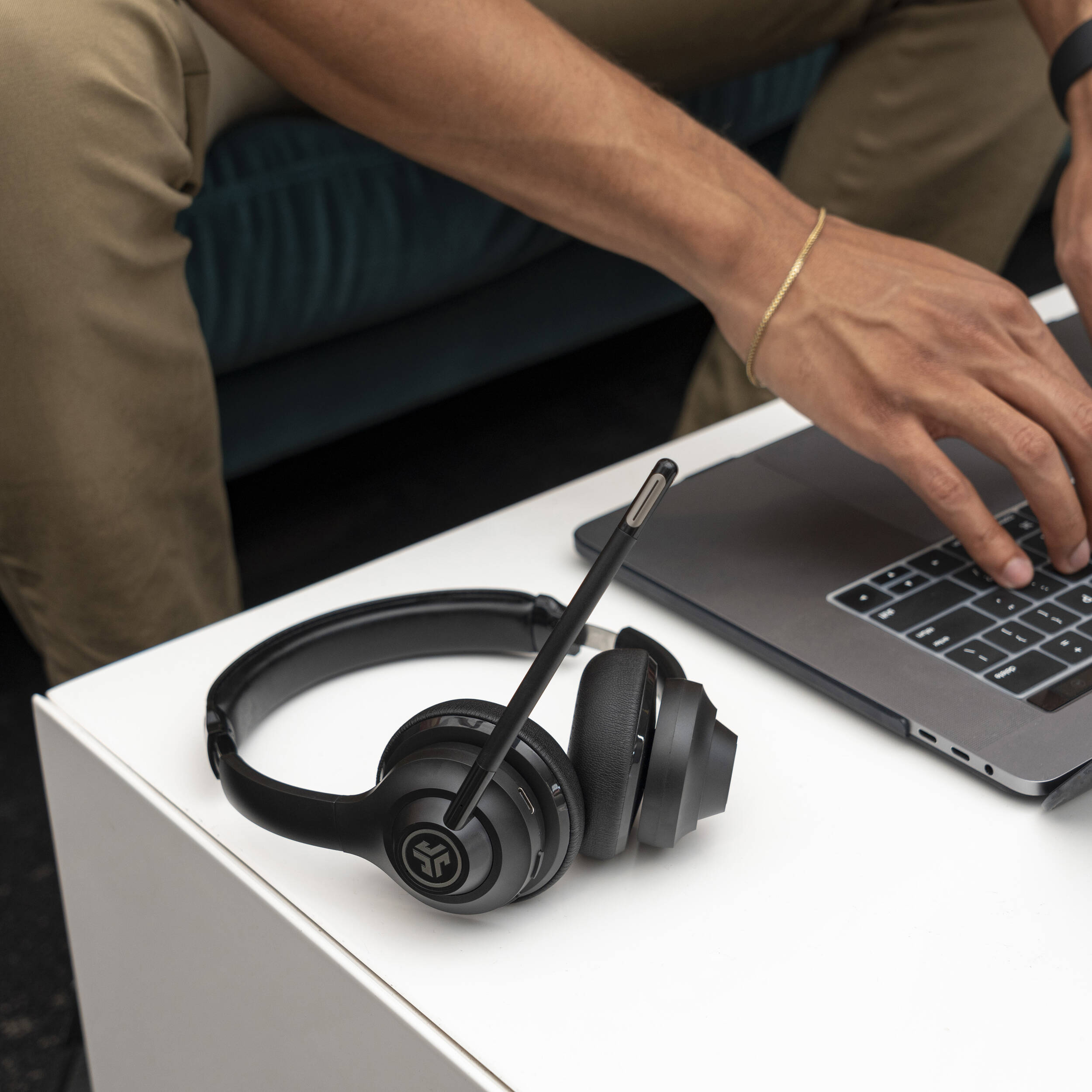 JLAB GO Work Multipoint Wireless Headset with on-ear design and boom microphone — view 7