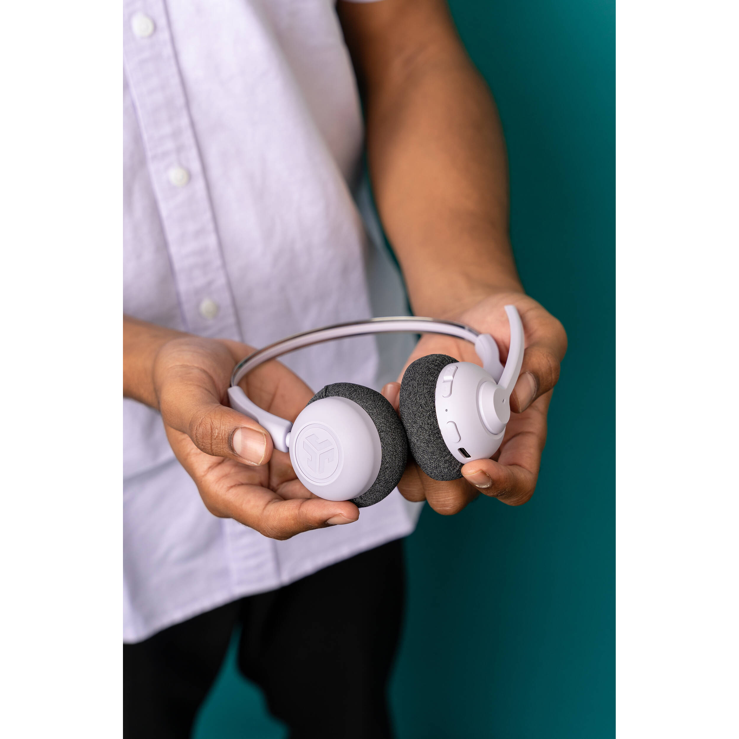 JLab GO Work Pop wireless on-ear headset in lilac for office calls — view 8
