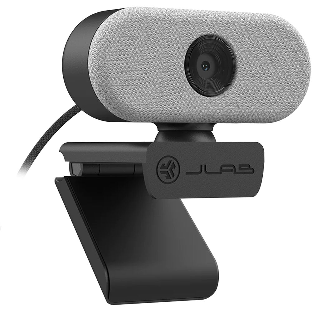 White JLab GO HD webcam for 1080p USB video conferencing — view 3