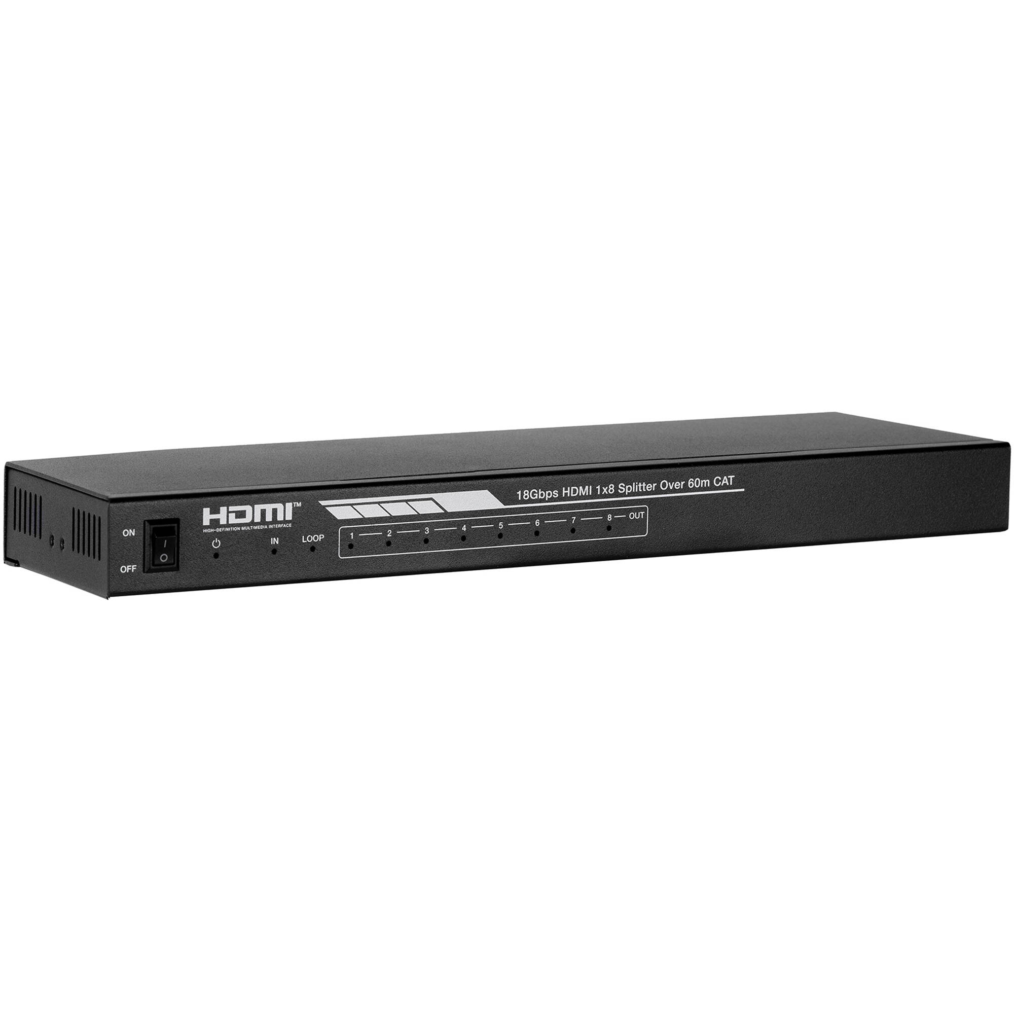 KanexPro HDMI 1x8 distribution amplifier for Cat5e/6 outputs with PoC and 60 m reach — view 2