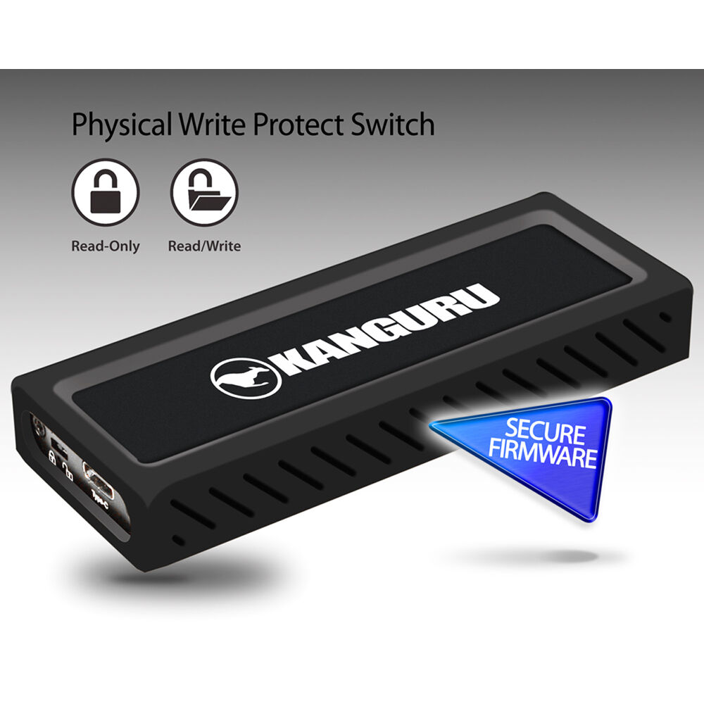Kanguru UltraLock Secure USB-C M.2 NVMe SSD with physical write protection, 1 TB portable storage — view 4