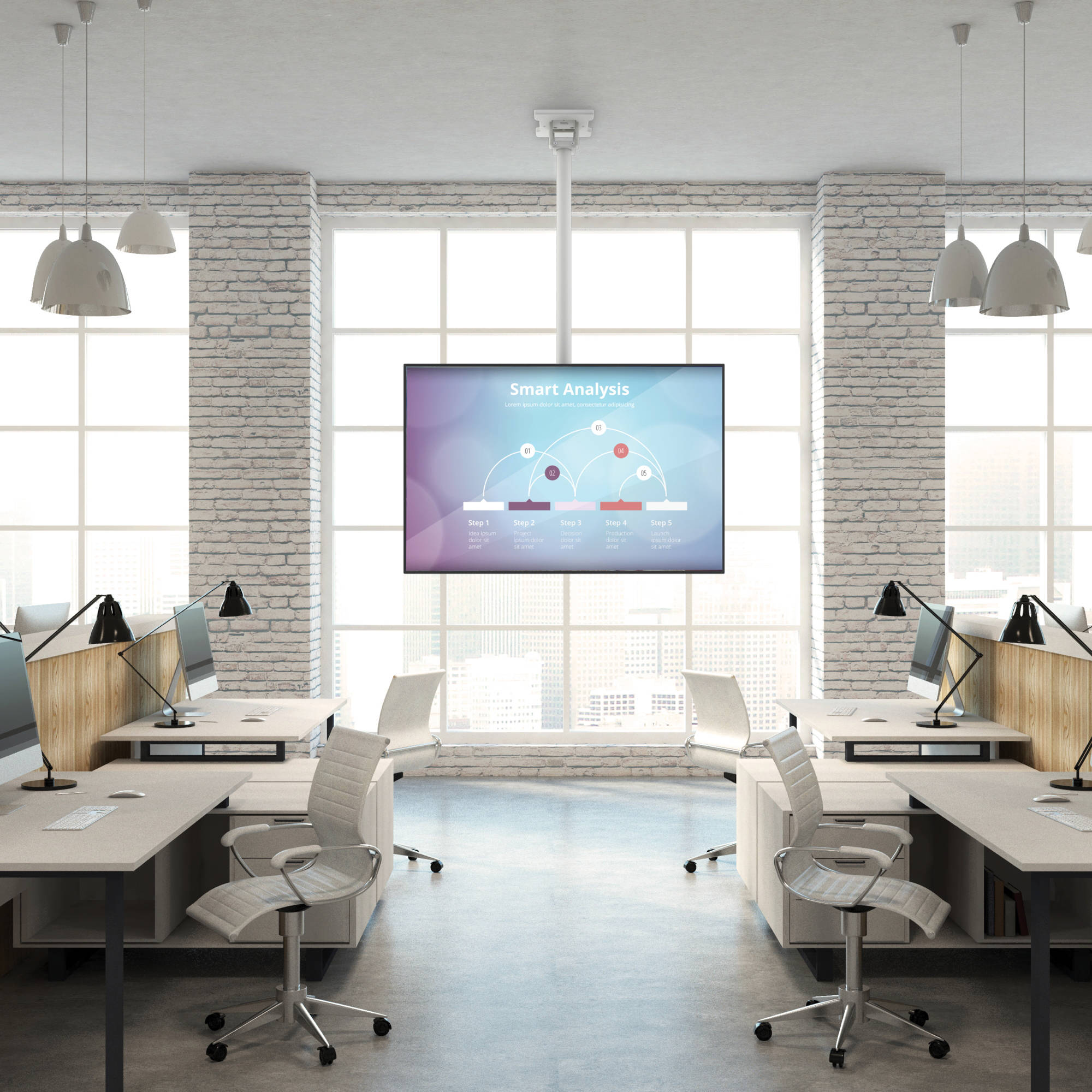 CM600W Ceiling TV Mount White — view 12