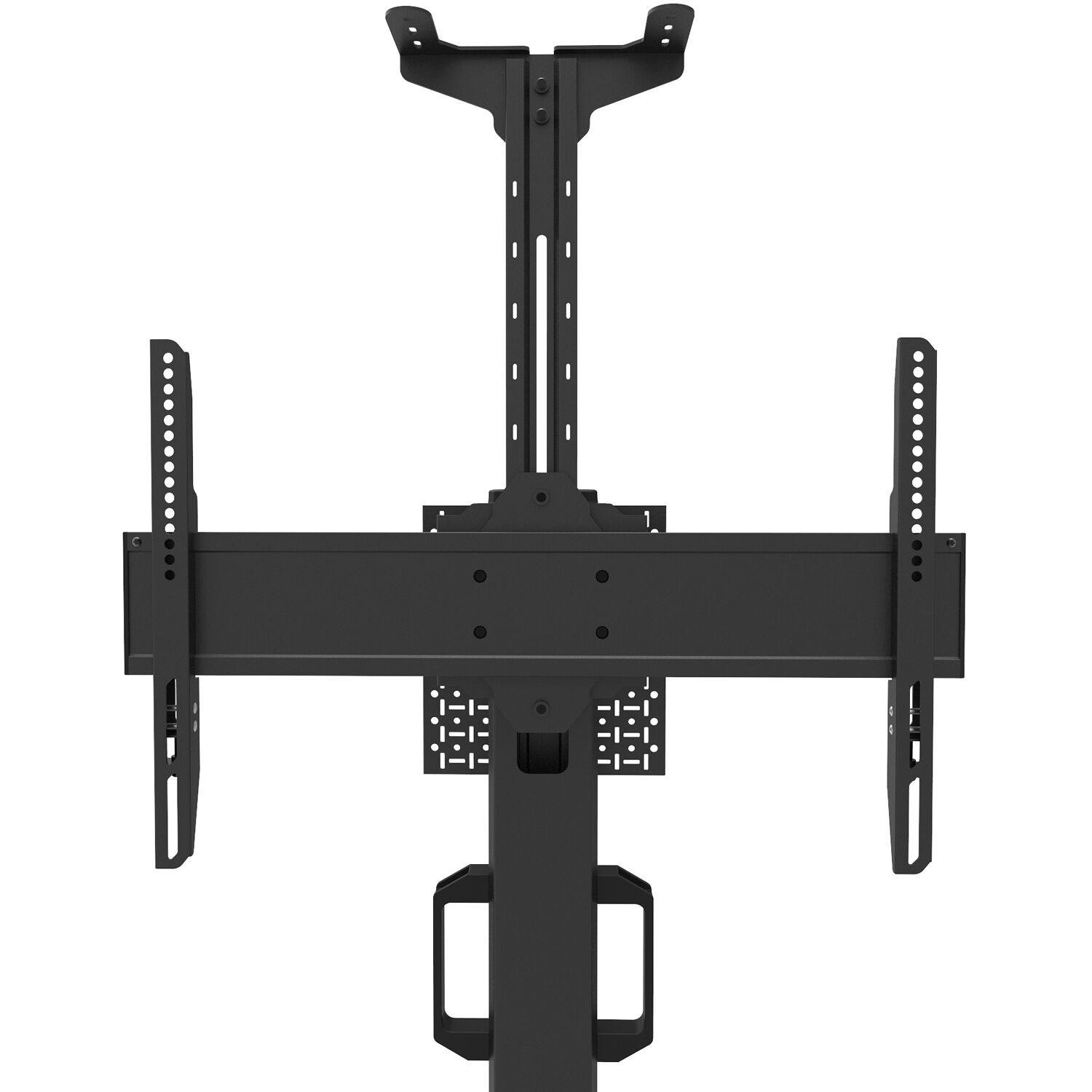 White rolling AV cart for Logitech Rally Bar and Rally Bar Mini with device tray and cable management — view 4