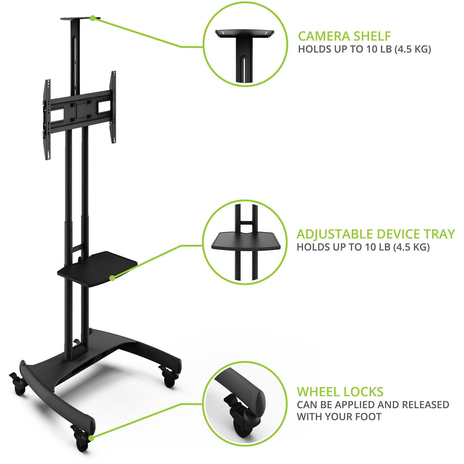 Rolling AV Cart for 65" TVs — view 24
