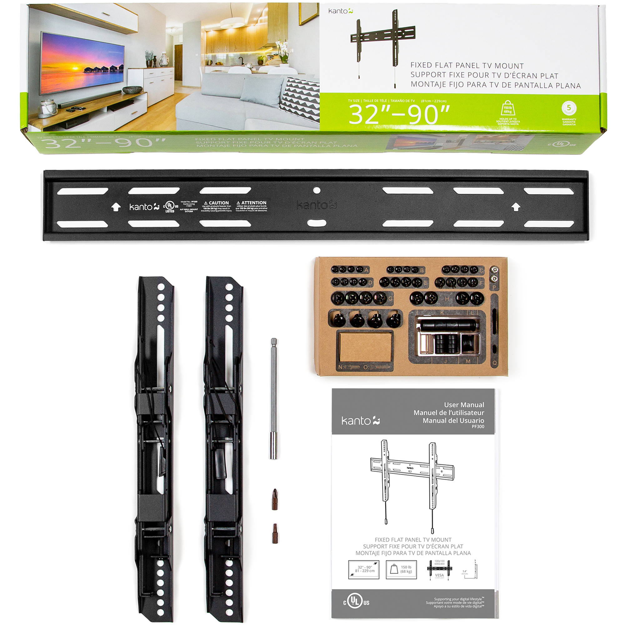 KANTO LIVING FIXED FLAT PANEL TV MOUNT FITS MOST TVS FROM 32IN TO 90IN — view 10
