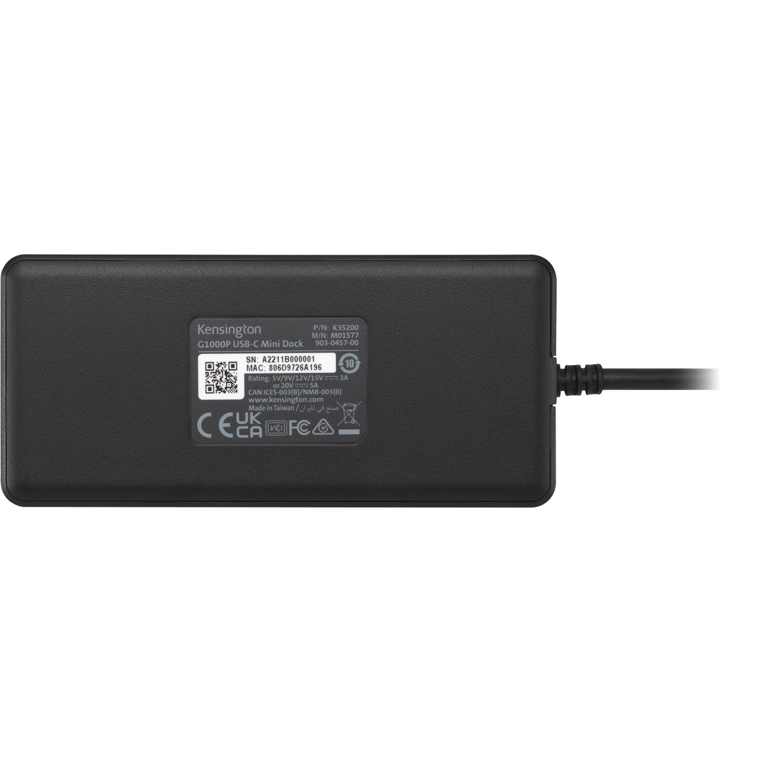 Kensington G1000P USB-C mini dock, chrome finish, single 4K output, compact form — view 7