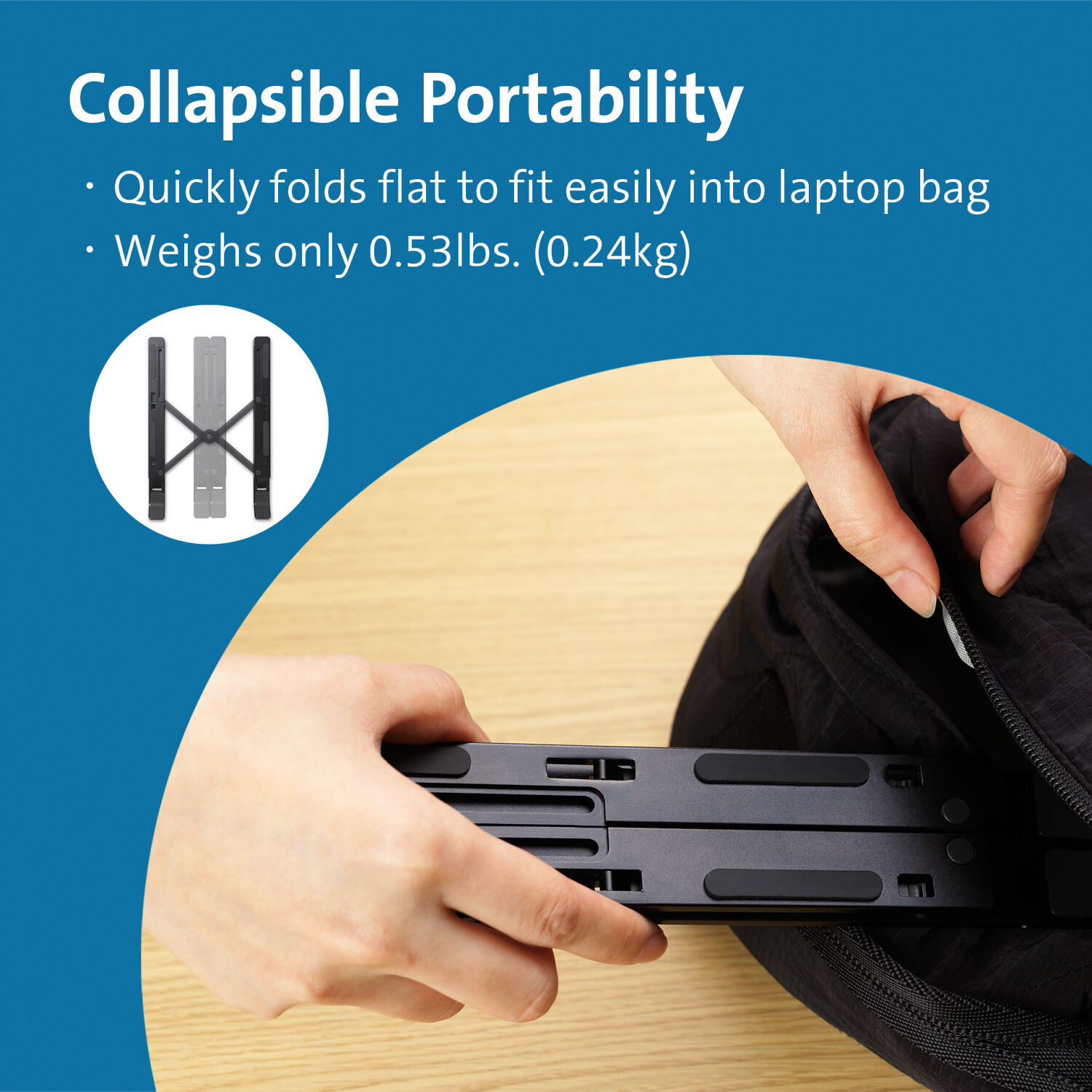 Kensington Collapsible Aluminum LT Riser K50406WW portable adjustable laptop stand — view 10