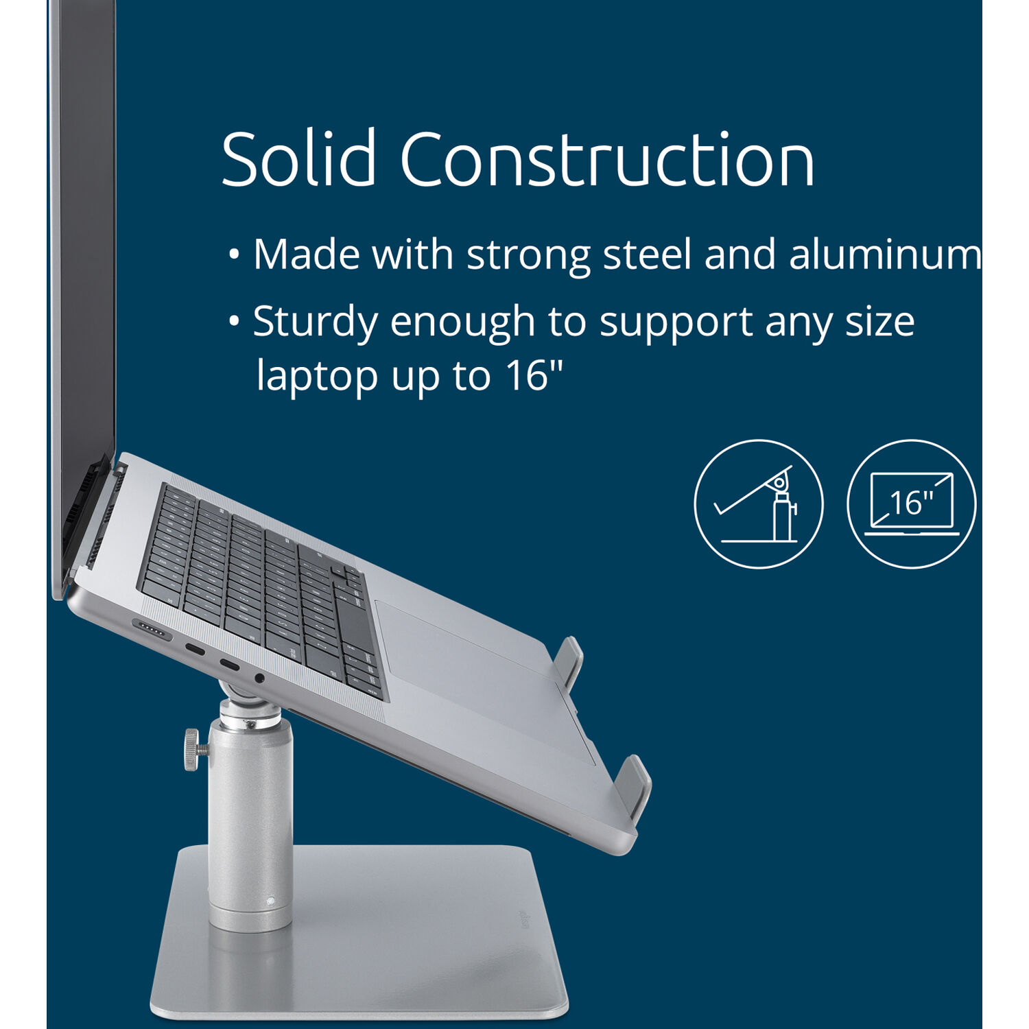 Kensington Uni Tabletop Laptop Riser in adjustable steel and aluminum desktop design — view 14