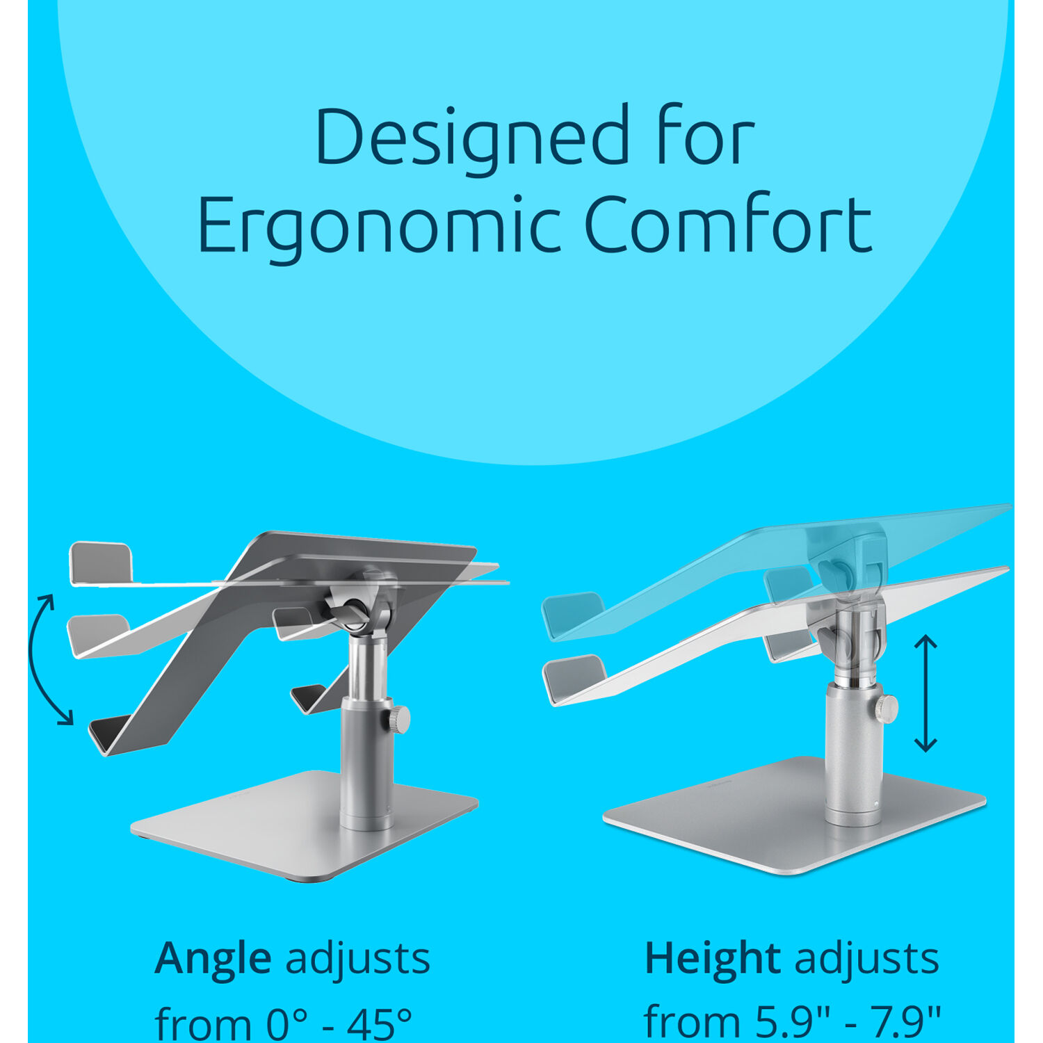 Kensington Uni Tabletop Laptop Riser in adjustable steel and aluminum desktop design — view 15