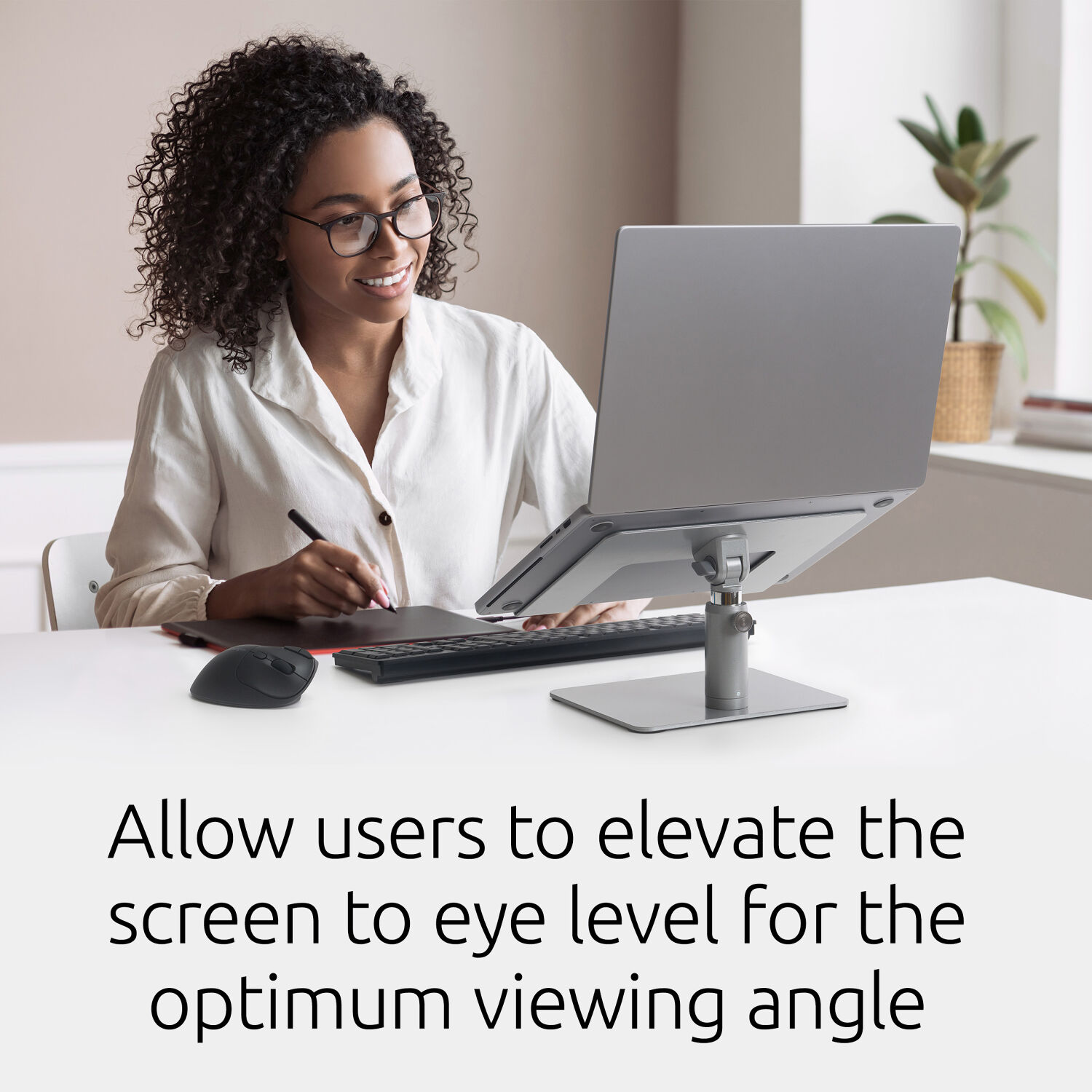 Kensington Uni Tabletop Laptop Riser in adjustable steel and aluminum desktop design — view 16
