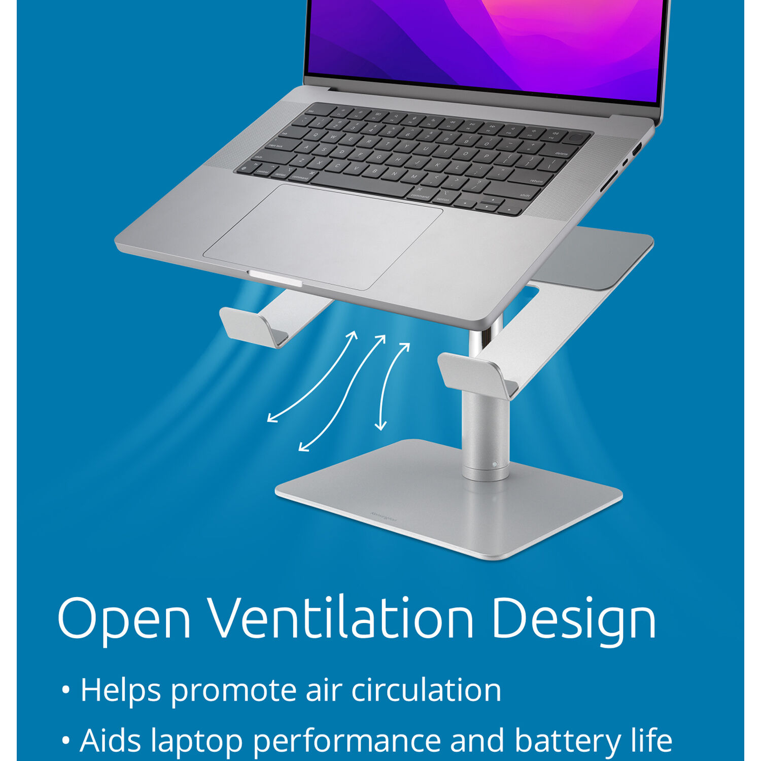 Kensington Uni Tabletop Laptop Riser in adjustable steel and aluminum desktop design — view 17