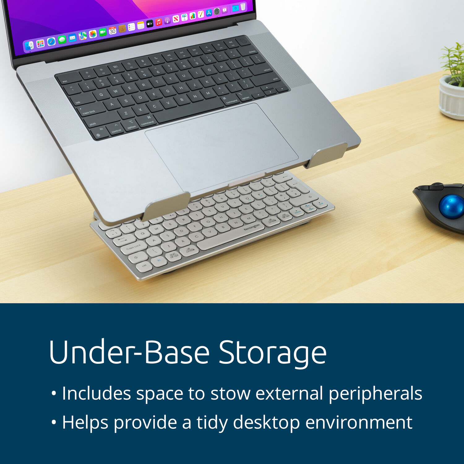 Kensington Uni Tabletop Laptop Riser in adjustable steel and aluminum desktop design — view 18