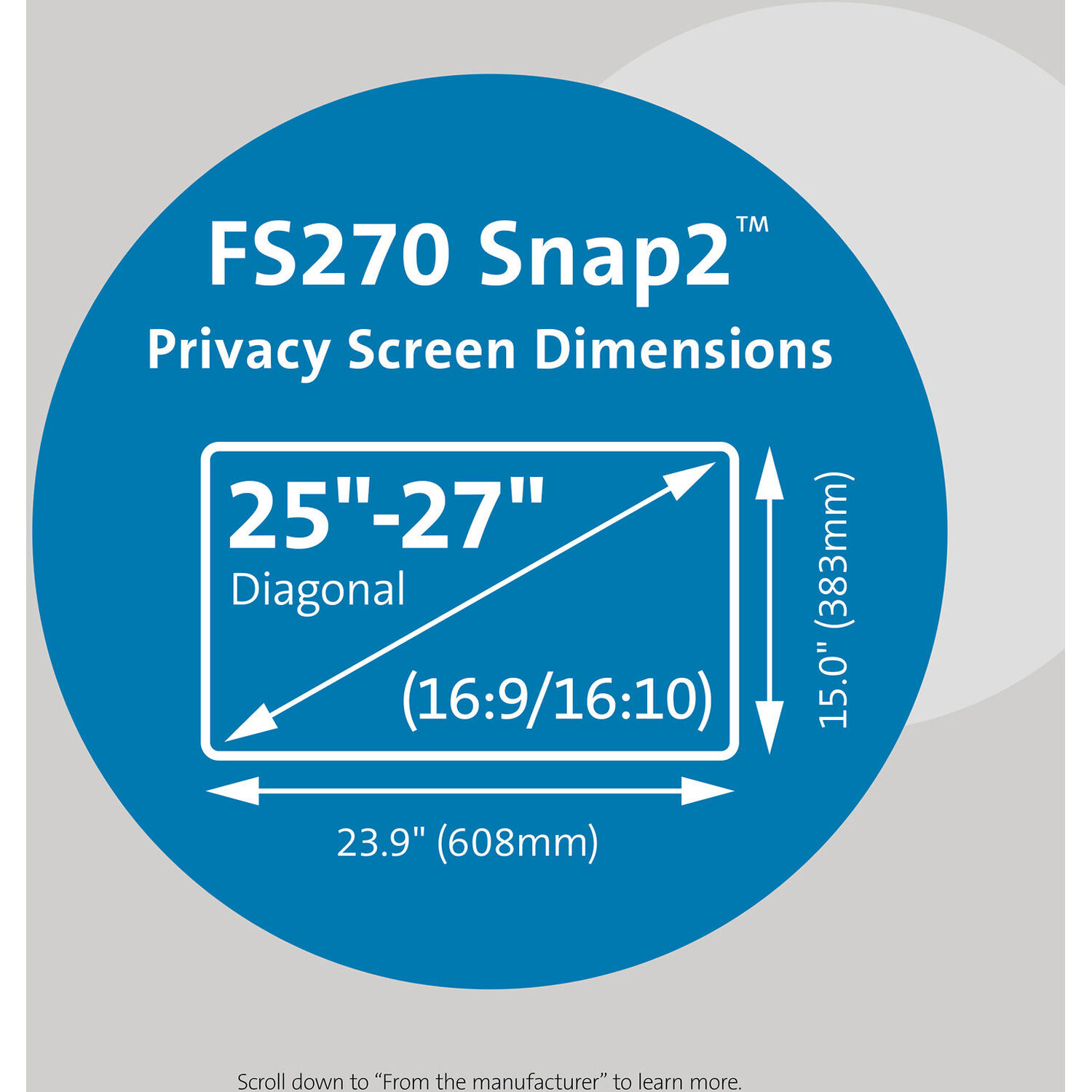 FS270 SNAP2  PRIVACY SCREEN FOR 25 -27  WIDESCREEN MONITORS (16:9 / 16:10) — view 10