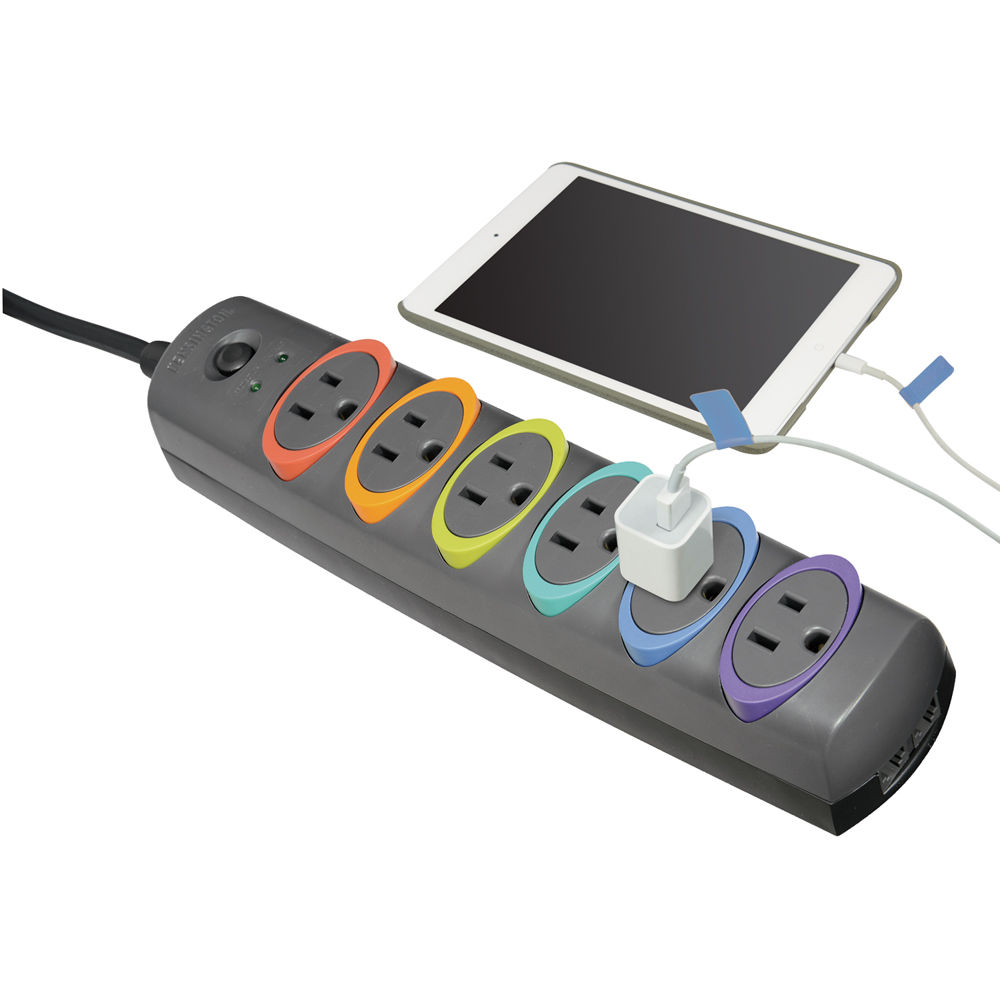 Kensington SMARTSOCKETS Standard Surge protector with 6 outlets and compact desktop design — view 2