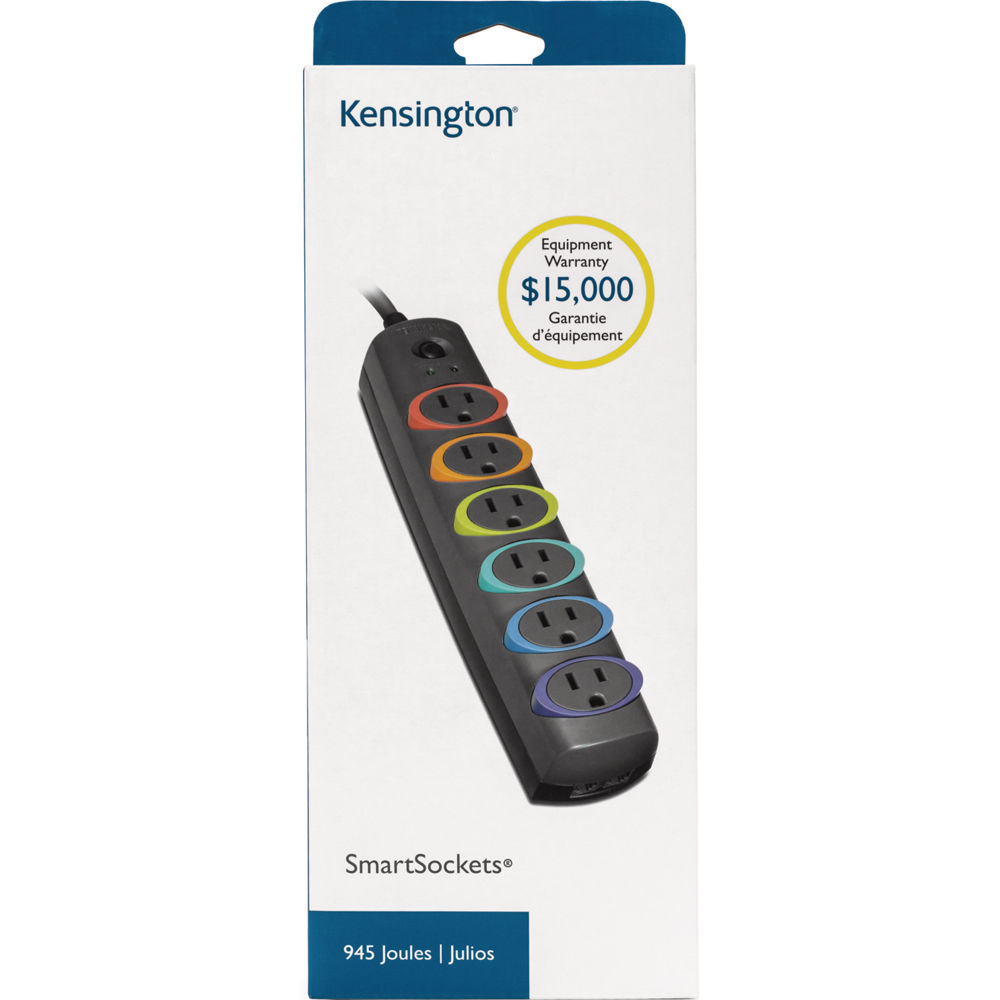Kensington SMARTSOCKETS Standard Surge protector with 6 outlets and compact desktop design — view 3