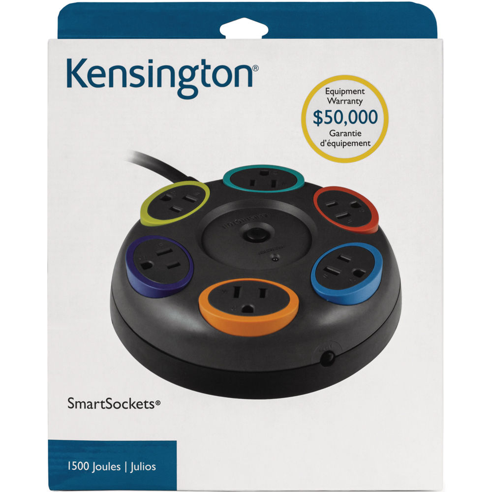 Kensington SMARTSOCKETS table-top surge protector with 6 outlets for desktop power protection — view 2